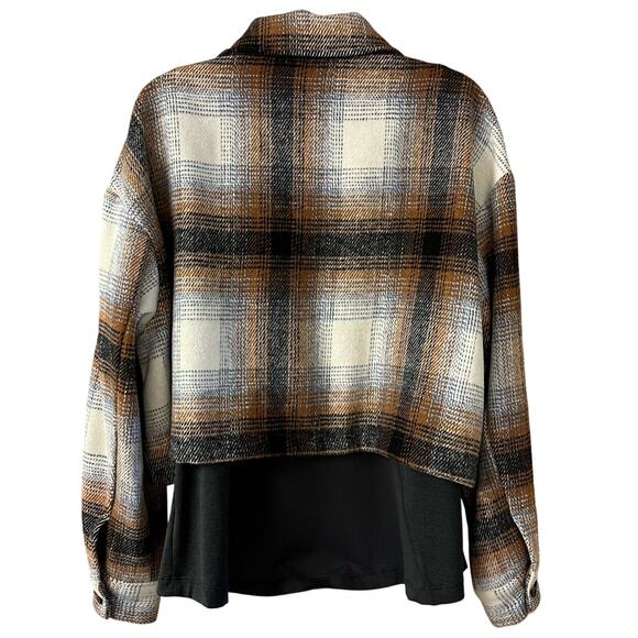 Elan Women’s Sz M Plaid Pattern Short Jacket, Pockets, Blue, Brown, Tan & Cream - Picture 3 of 15